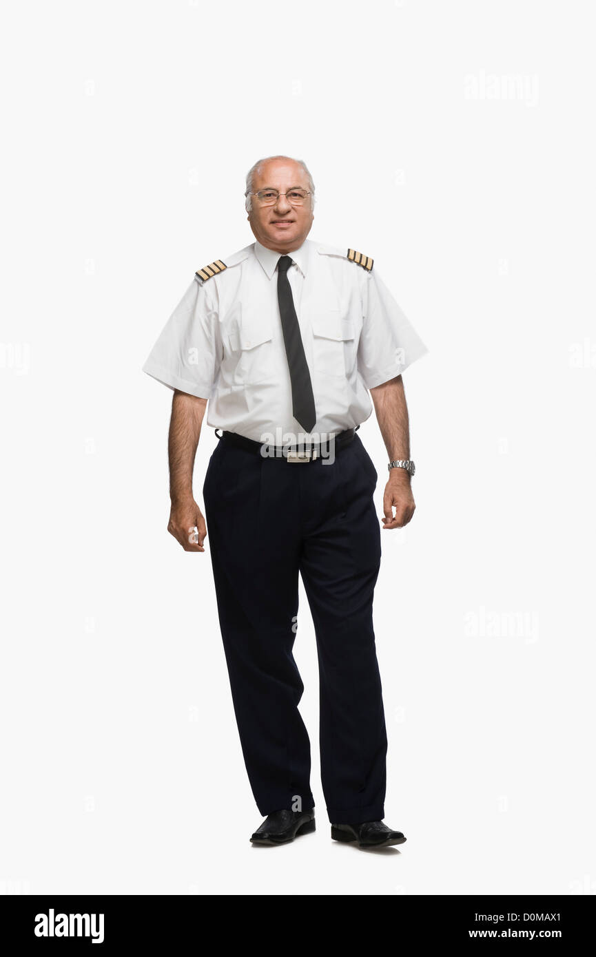 Portrait of a pilot smiling Stock Photo - Alamy