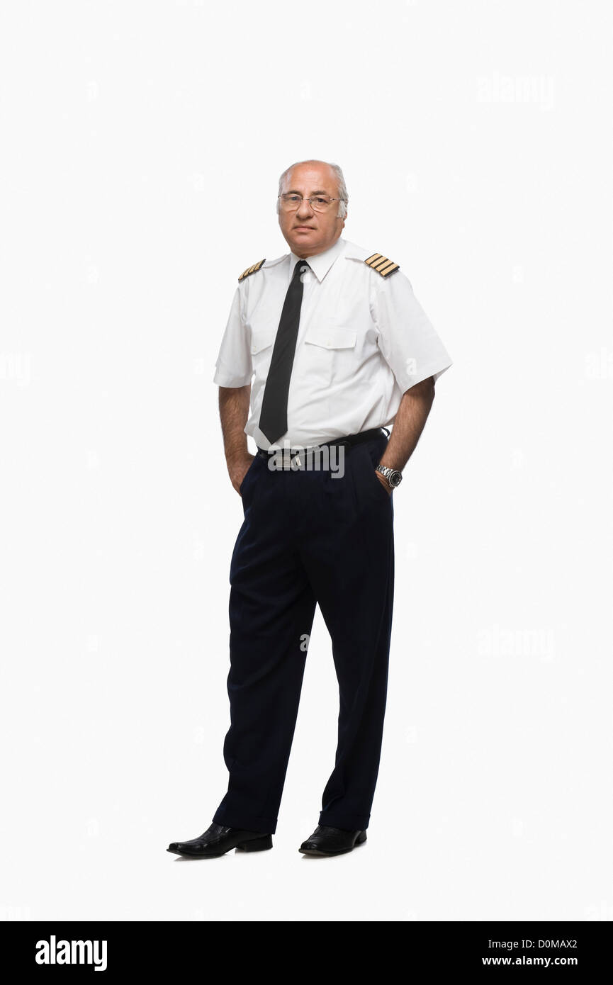 Portrait of a pilot thinking Stock Photo