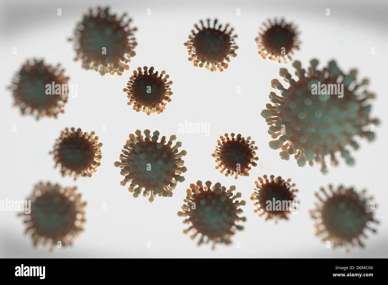 H1N1 influenza virus particles. Stock Photo