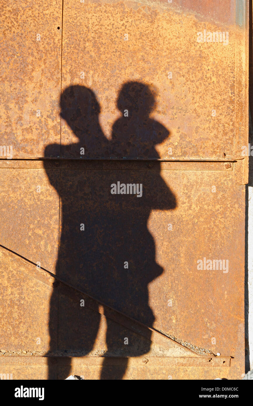 Shadow of Father and child Stock Photo
