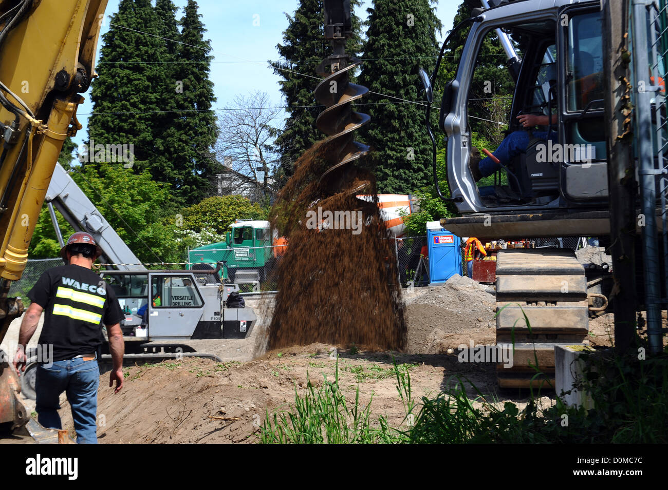 Drilling equipment at a construction site Stock Photo