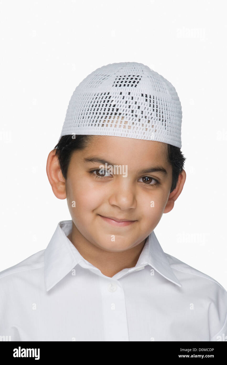 Portrait of a boy wearing a skull cap Stock Photo Alamy