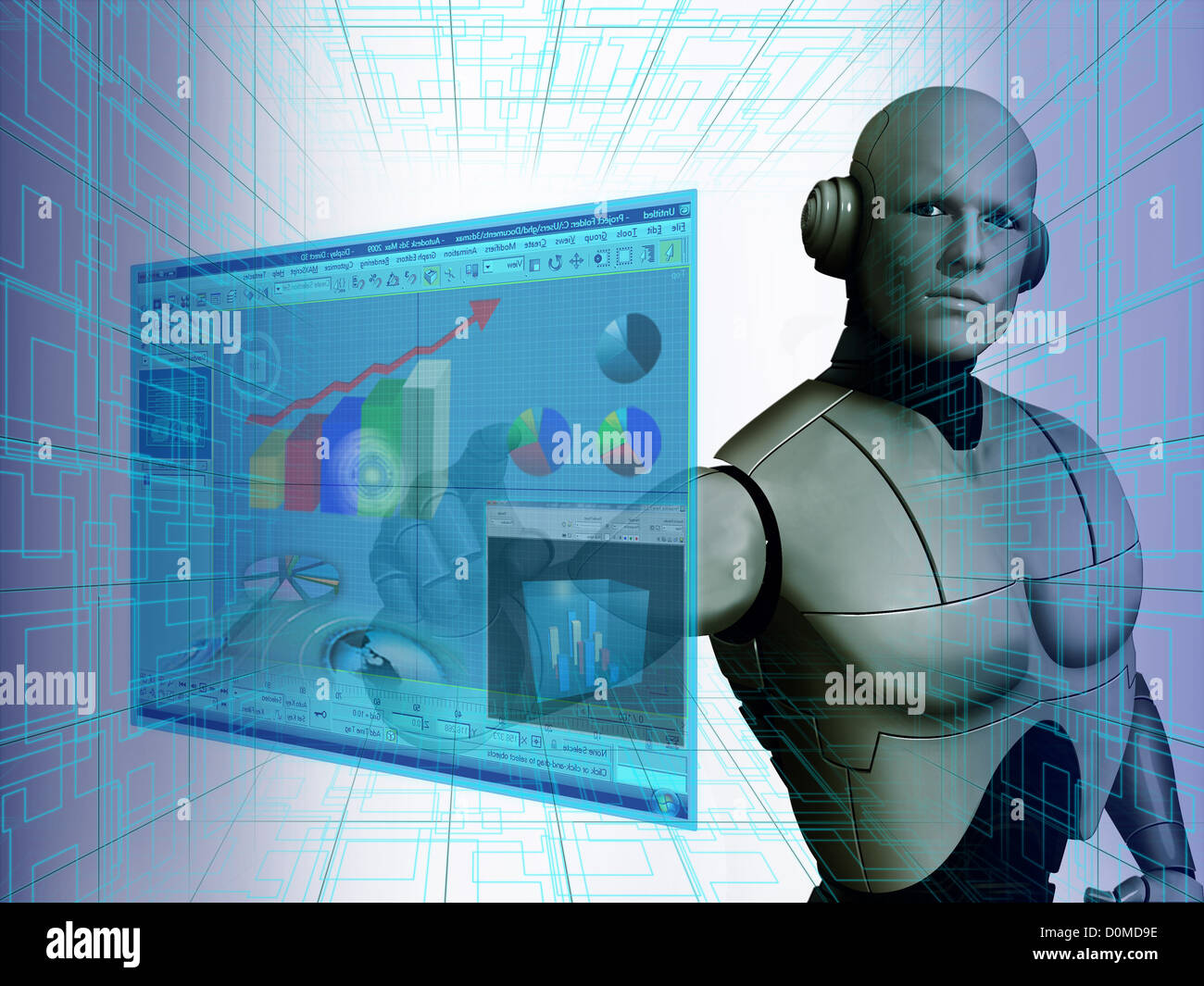 Robot using a virtual screen for stock trading Stock Photo - Alamy