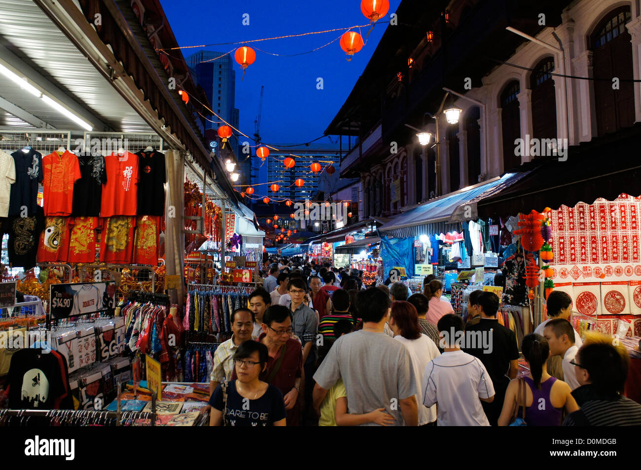 Singapore chinatown night market during Chinese New Year festive season Stock Photo