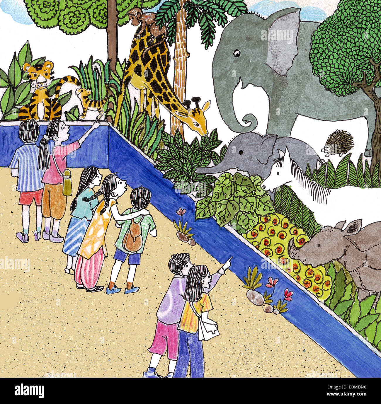 Featured image of post Art Zoo Drawing For Kids - Zoo park without animal scene.