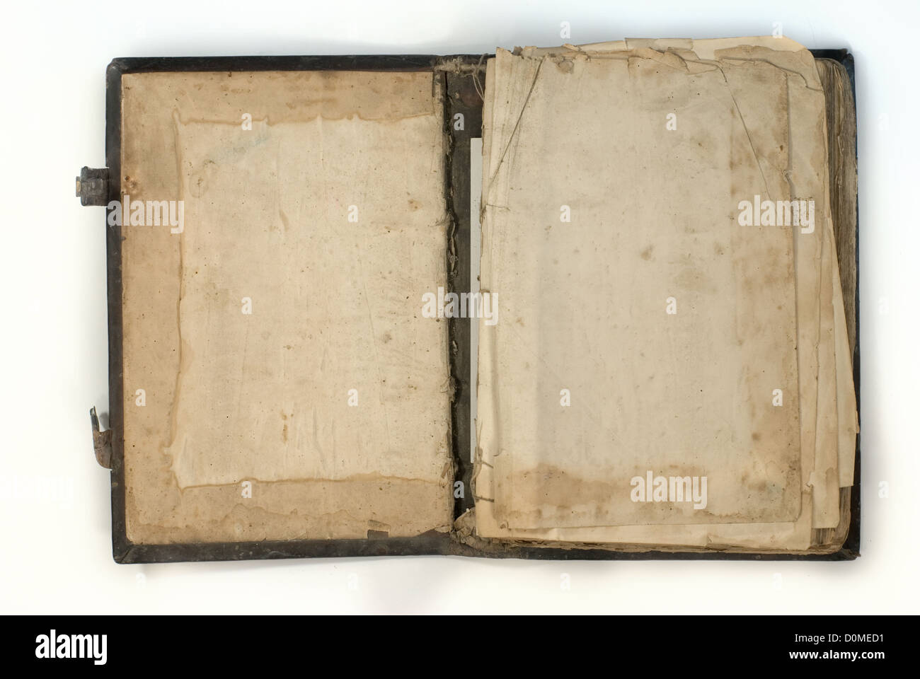 old blank brown pages of the ancient book Stock Photo