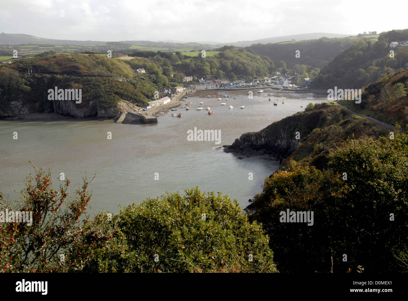 Fishguard lower town harbour, Pembrokeshire, Wales Stock Photo