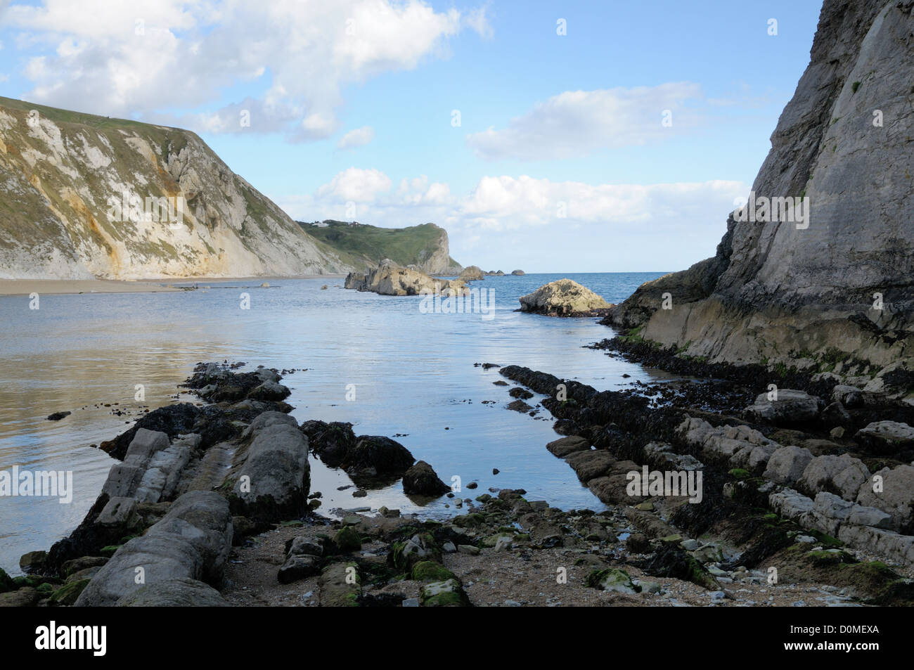 Dorset Coastline Seascape Sea Rocks Cliffs Stock Photo