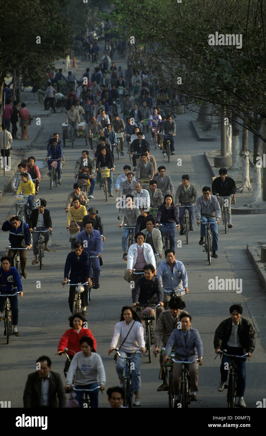 China, Canton, Cyclists. Stock Photo