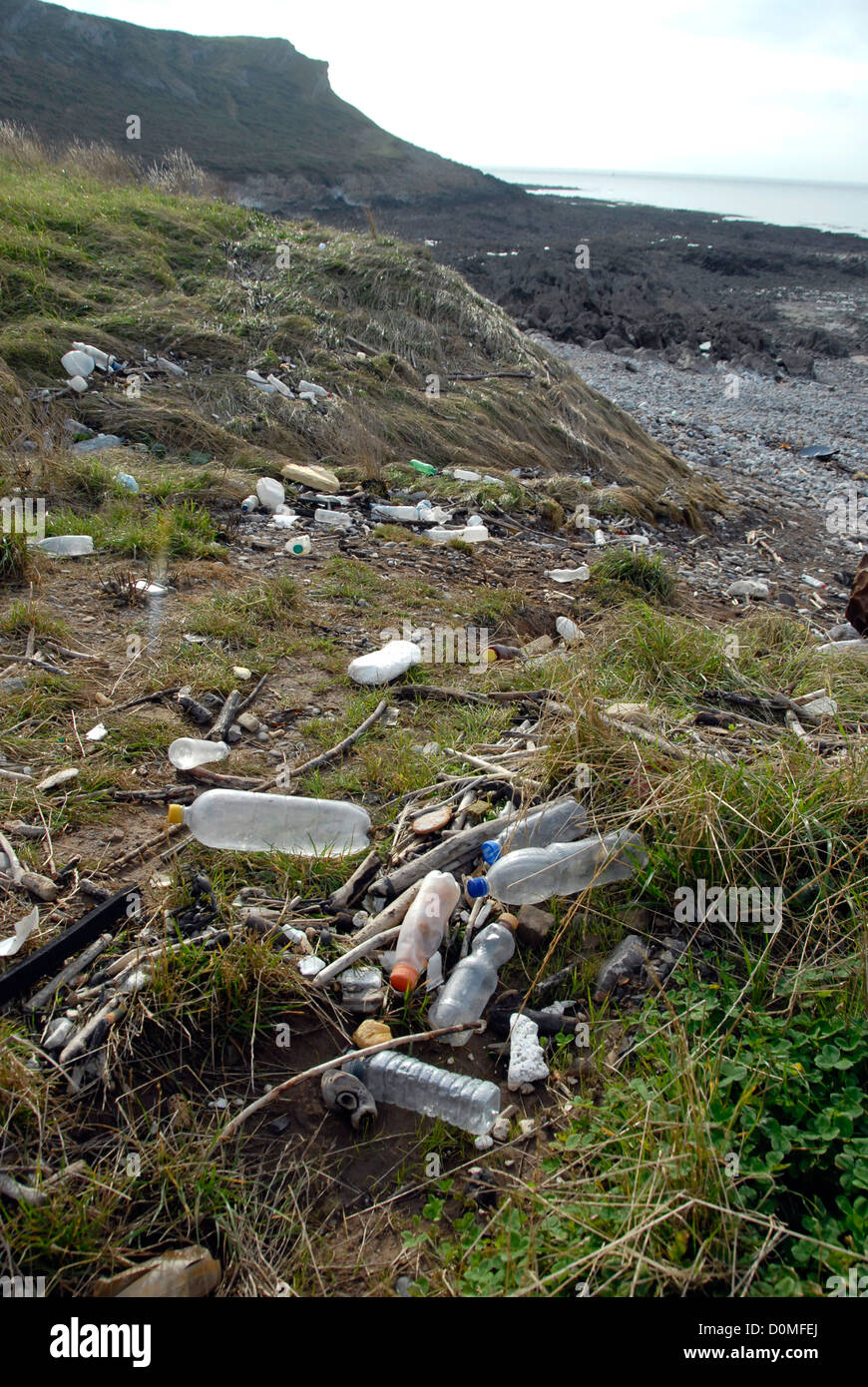 Plastic rubbish washed up on beach in Wales, UK Stock Photo - Alamy