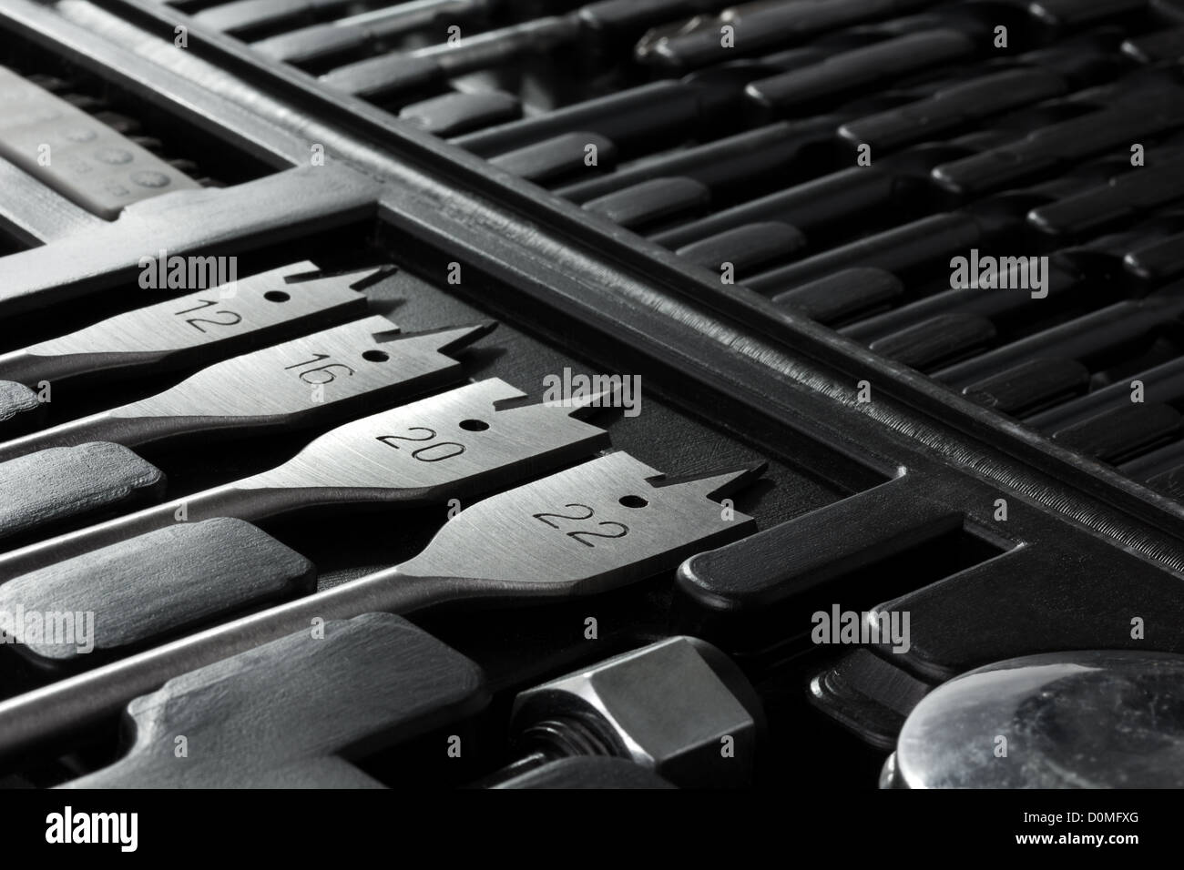Inside of a tool box background Stock Photo