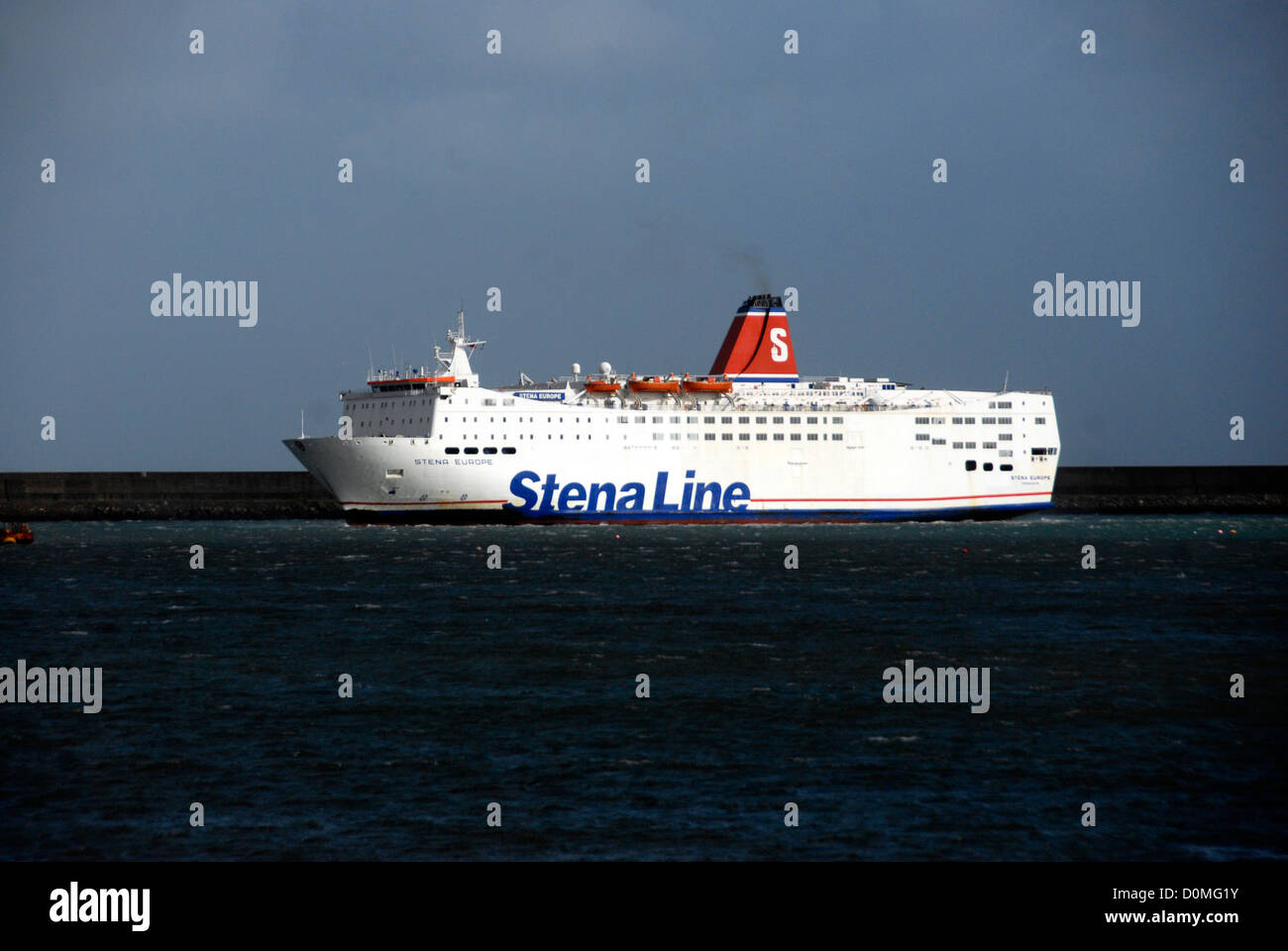 Stenaline Fishguard to Rosslare, Ireland ferry arriving Fishguard port, south Wales Stock Photo