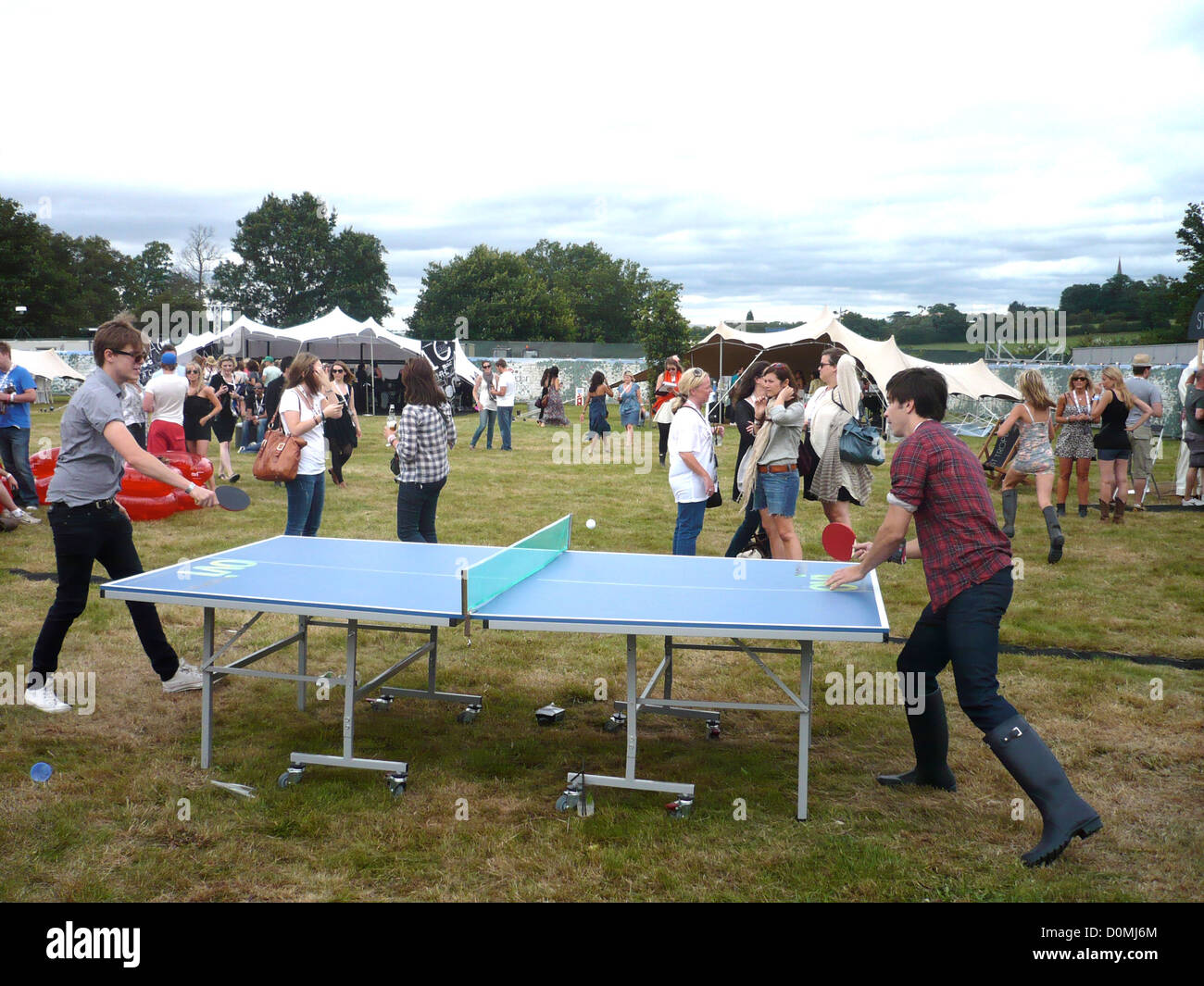 Justin Long playing table tennis V Festival 2010 held at Hylands Park