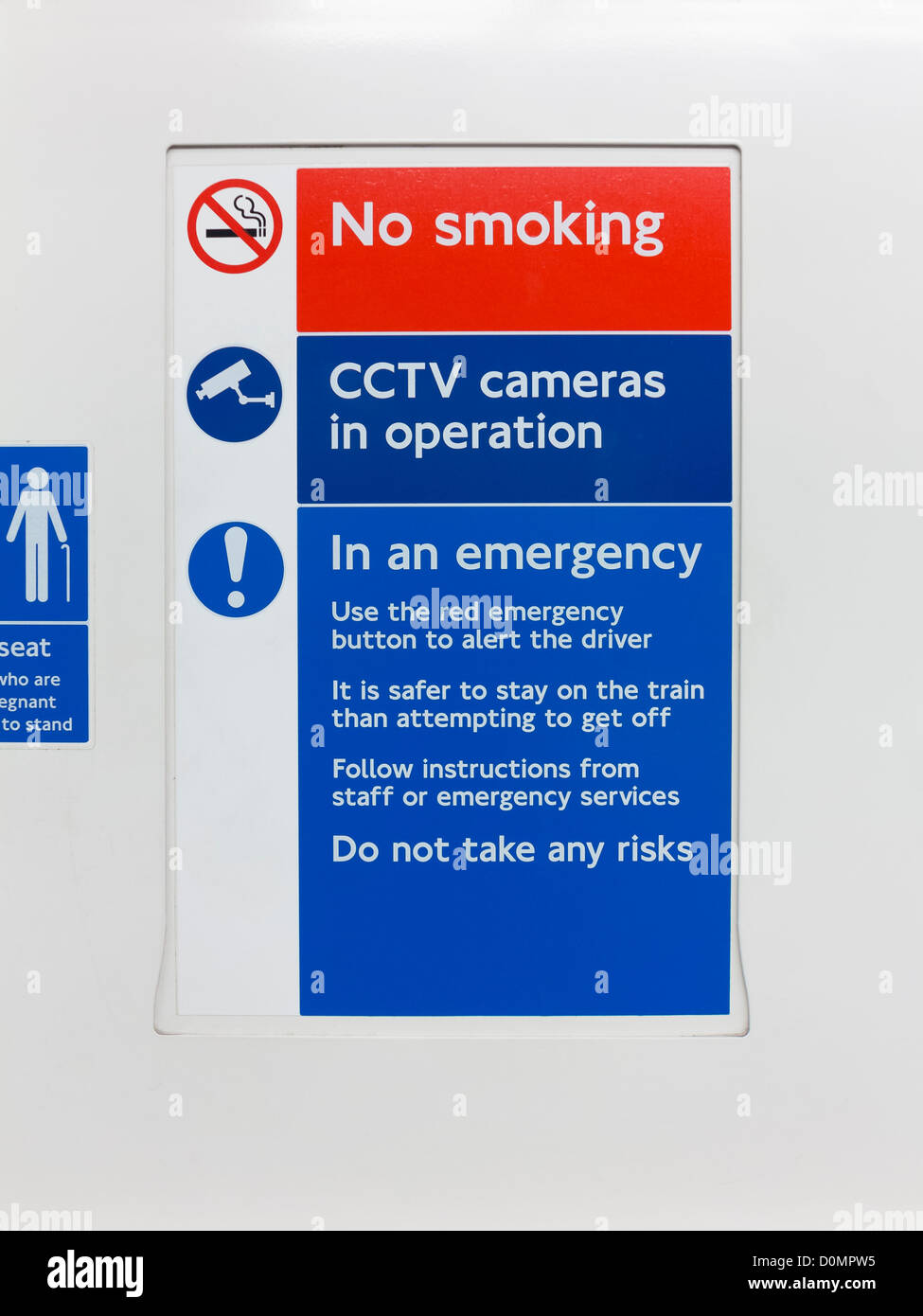 Sign on an underground train, London, England Stock Photo