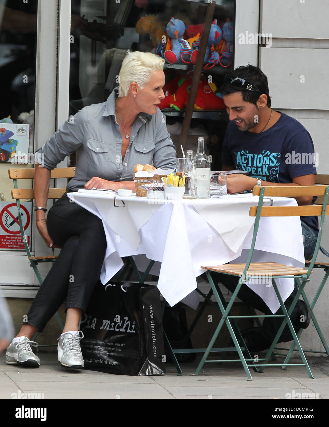 Brigitte Nielsen and her husband Mattia Dessi enjoy romantic lunch