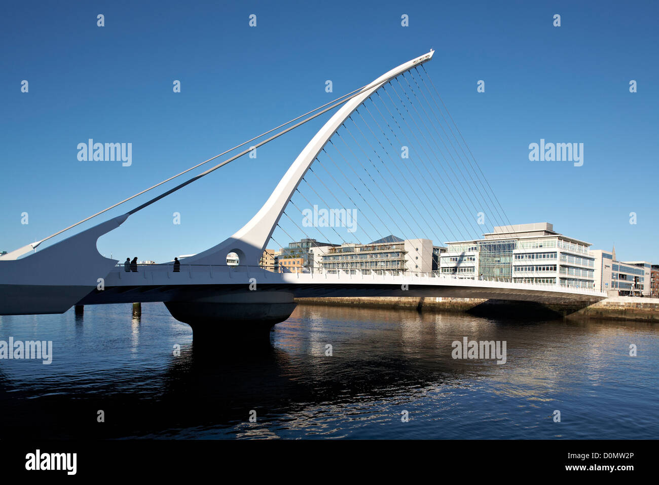 Ireland Dublin River Liffey Samuel Beckett Bridge Dublin Docklands Architect Santiago Calatrava Stock Photo
