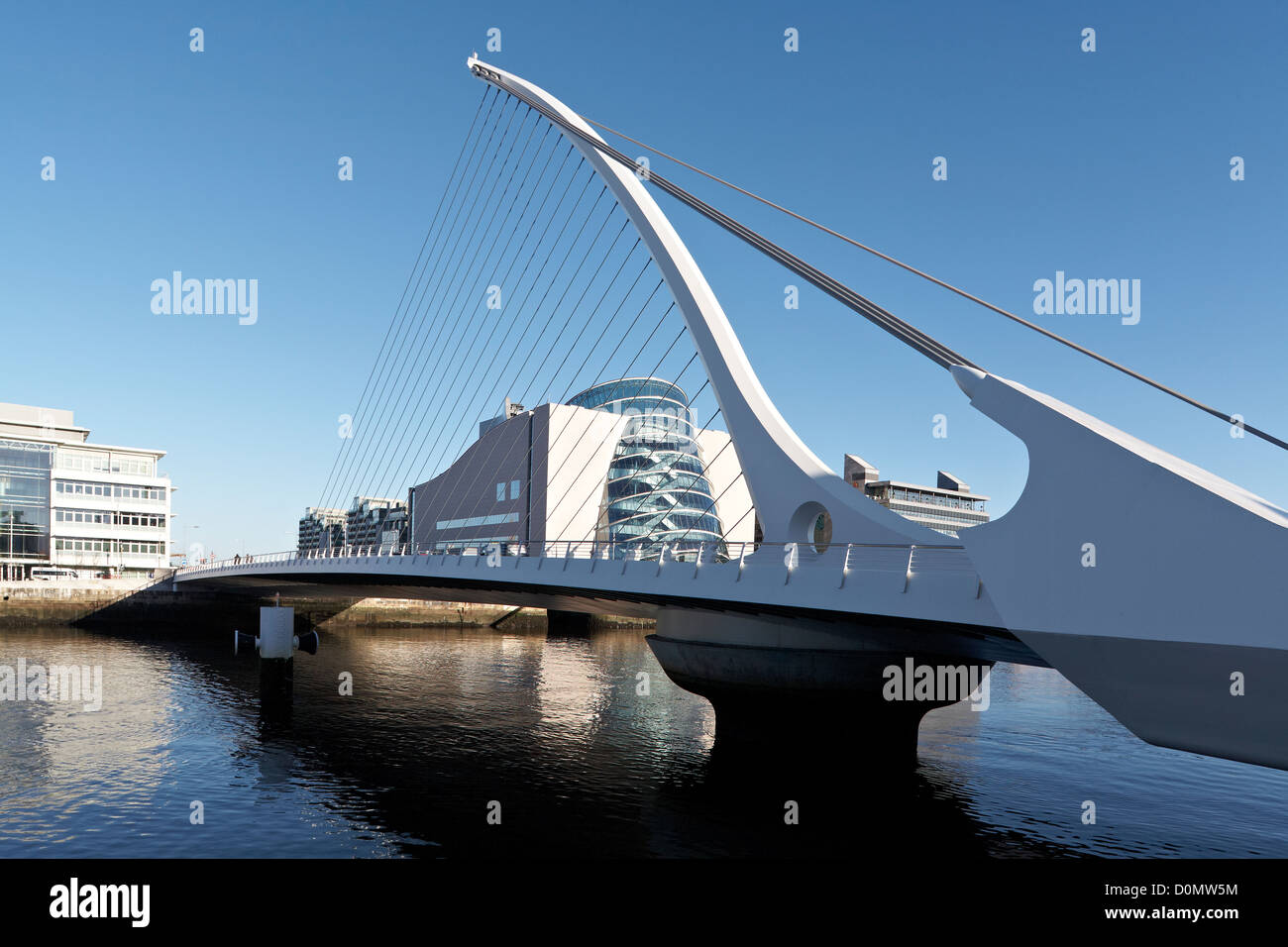 Ireland Dublin River Liffey Samuel Beckett Bridge Dublin Docklands Architect Santiago Calatrava opened December 10th 2009 Stock Photo