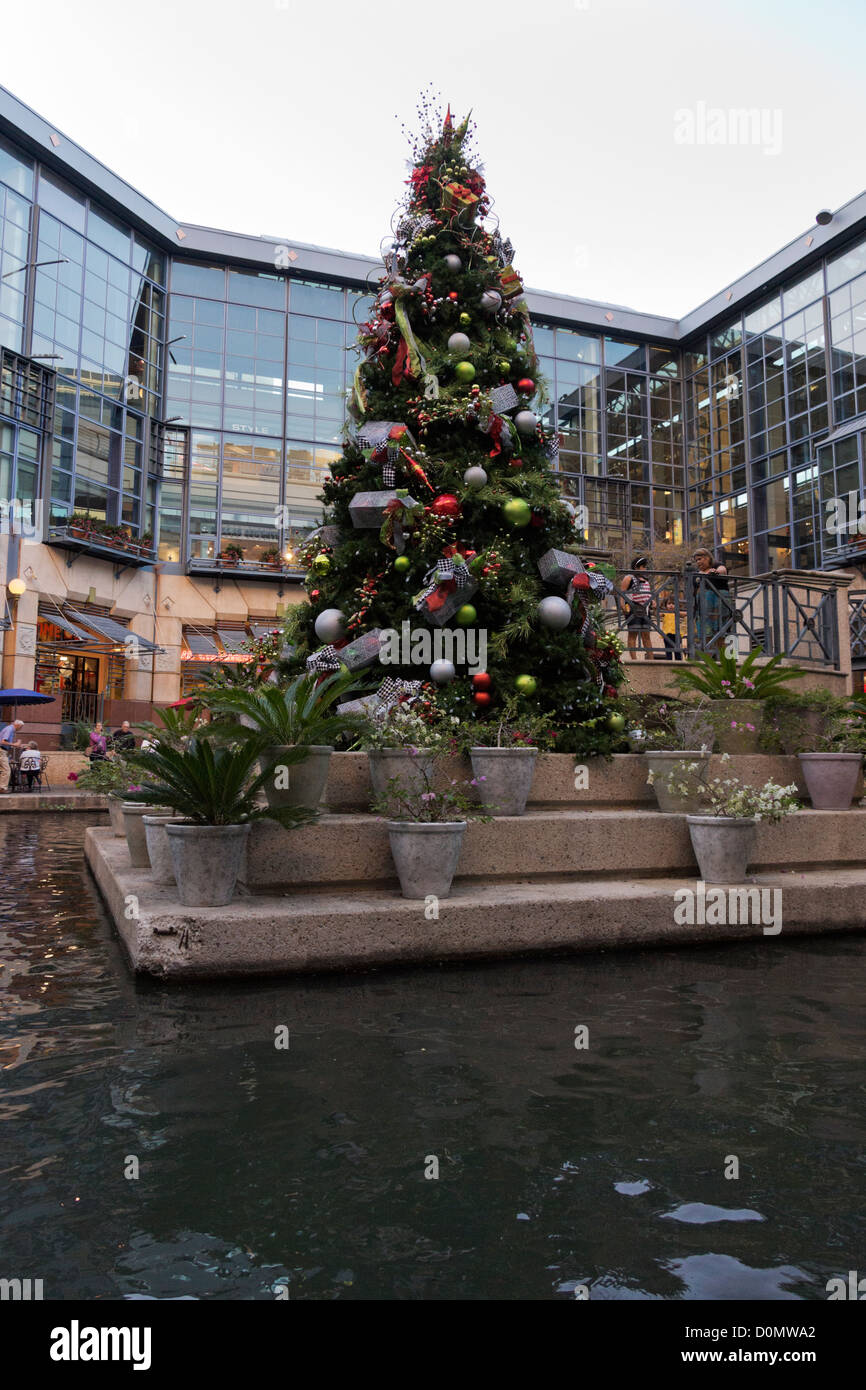 Christmas tree at Rivercenter in San Antonio, Texas, USA Stock Photo
