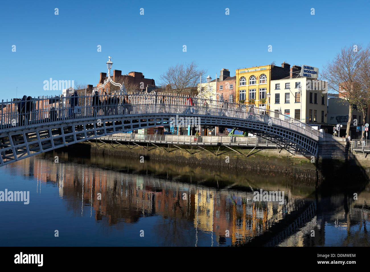 Ireland Dublin River Liffey Ha'penny Bridge 1816 Stock Photo