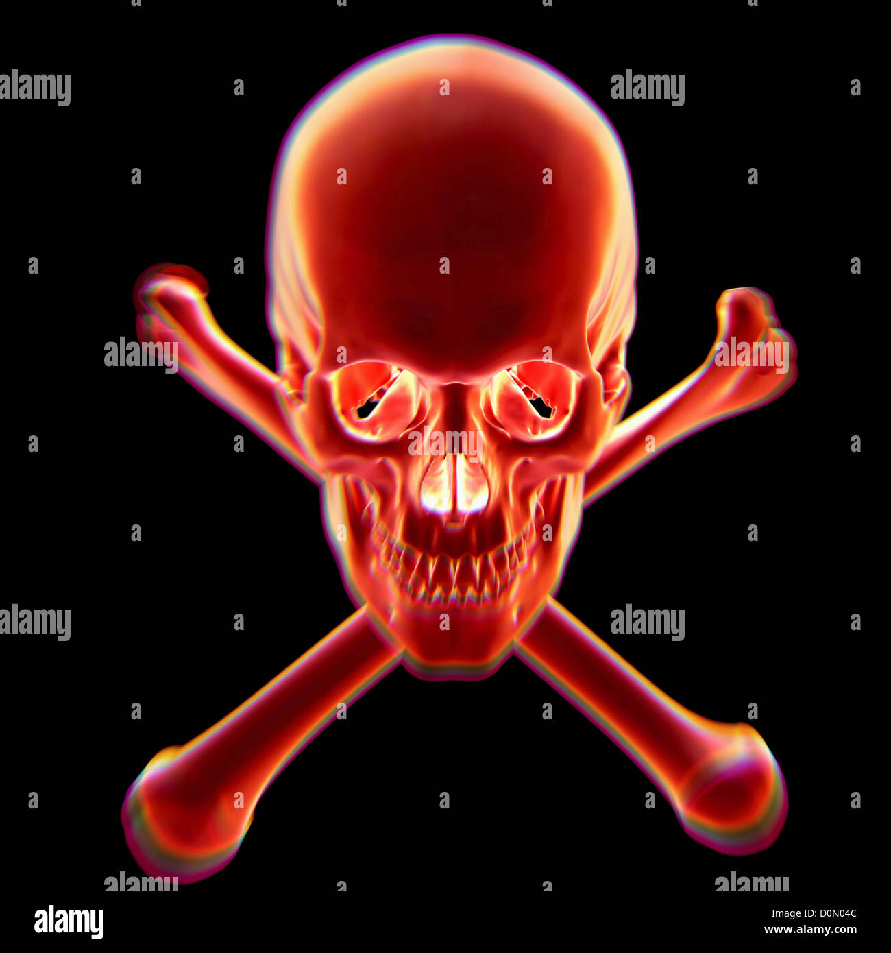 Red skull and crossbones symbolizing danger or death Stock Photo Alamy