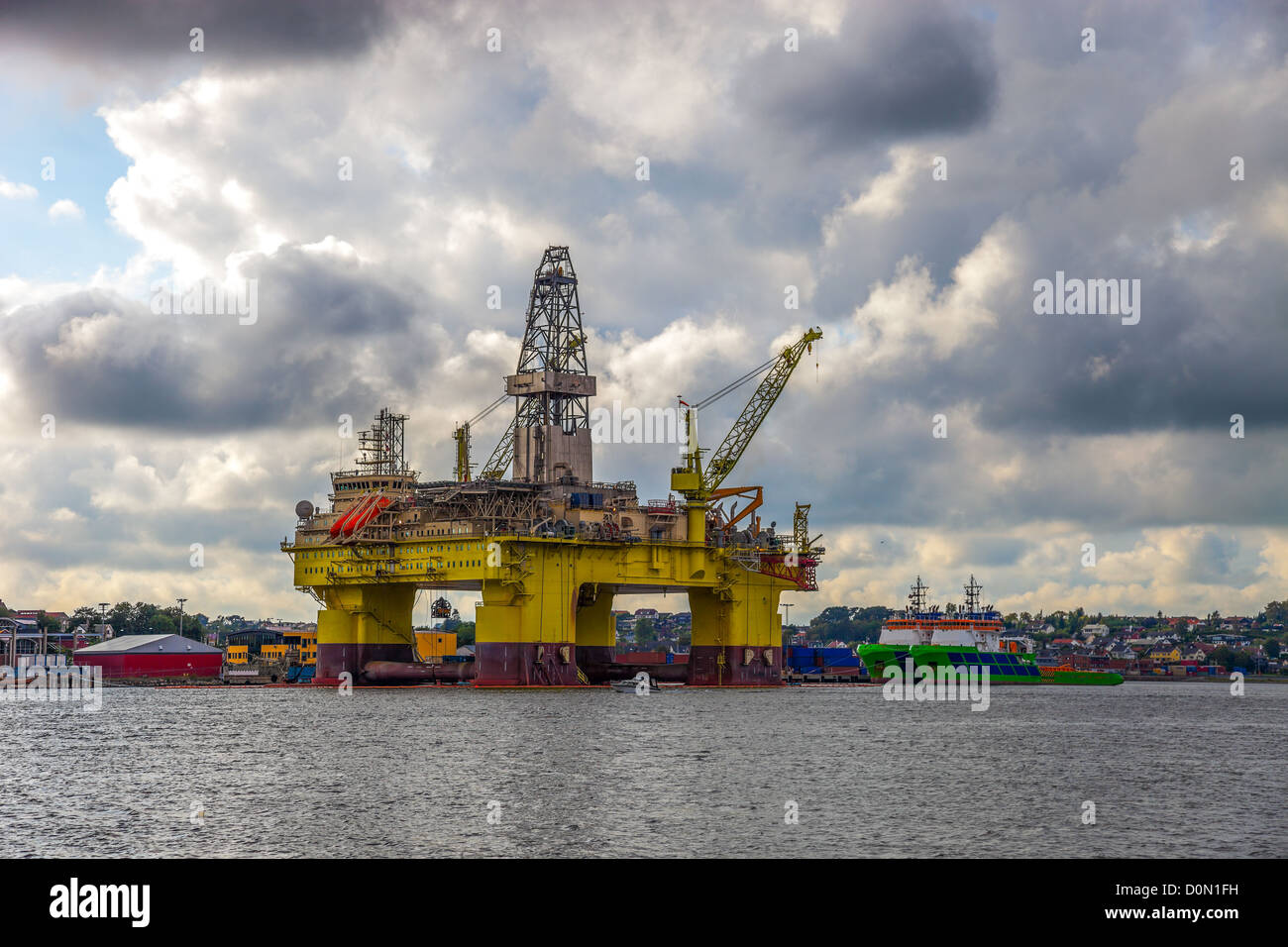 Oil rig in the Norwegian port of Sandnes. Stock Photo