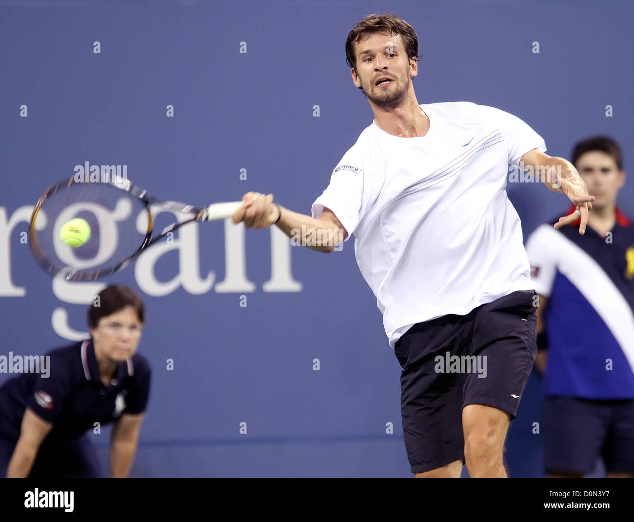 Philipp Petzschner (GER) during his men's singles match against Novak Djokovic (SRB) on Day 4 of the 2010 US Open tennis Stock Photo