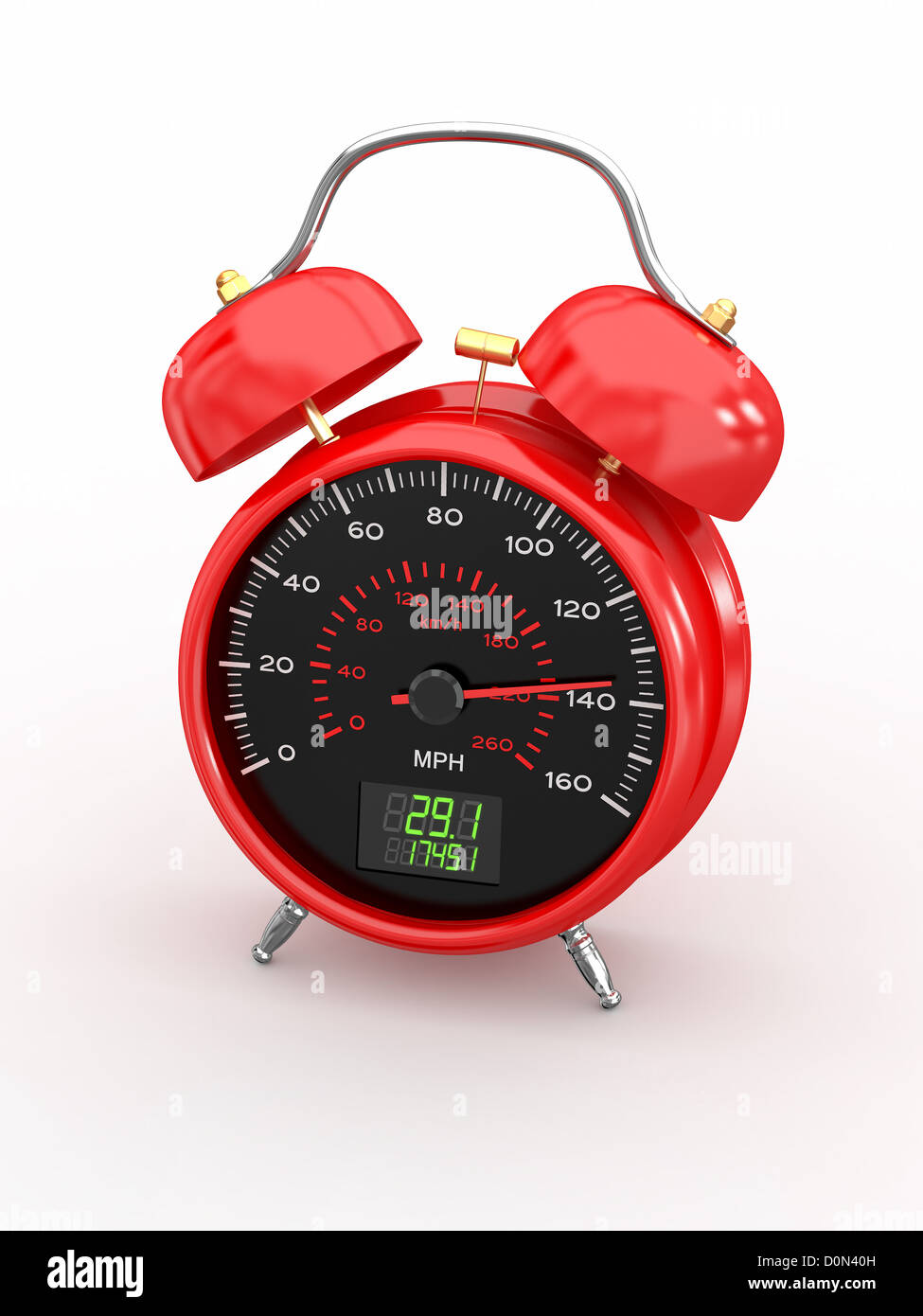 Speeding. Speedometer as alarm clock face. 3d Stock Photo Alamy