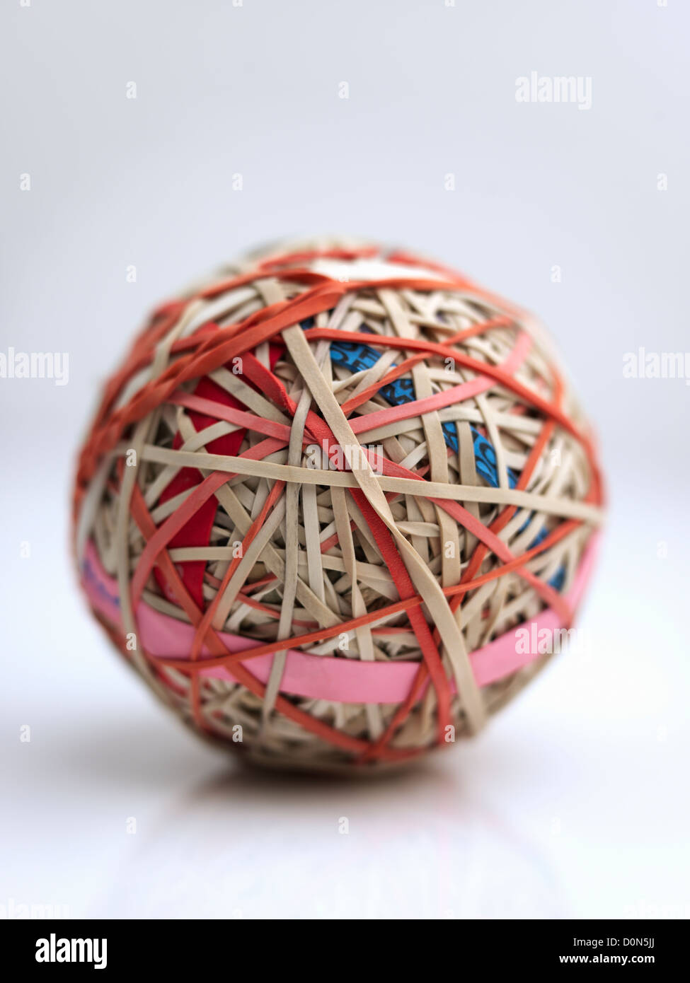 rubber band ball, ball made up of rubber bands wound over each other