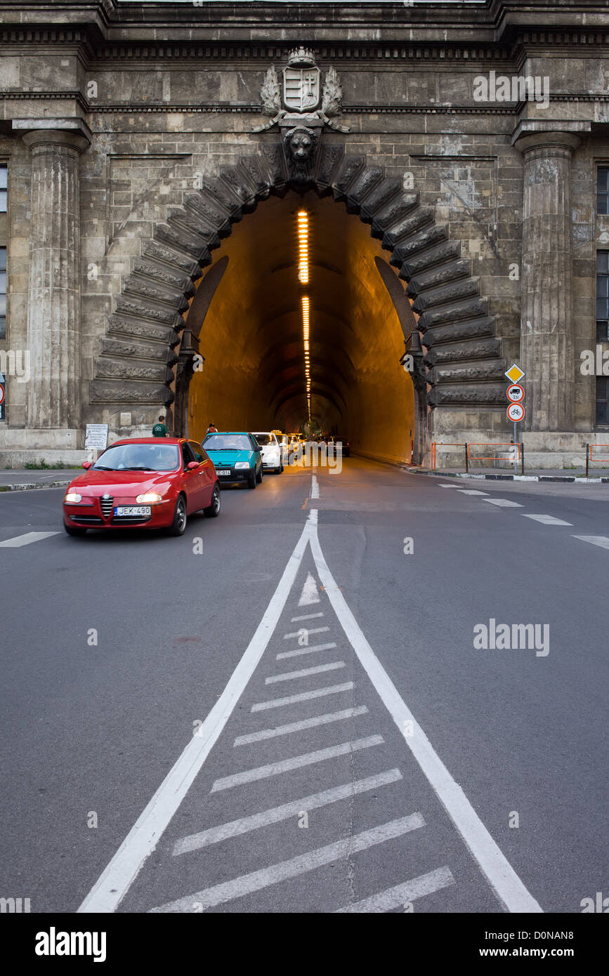 Buda Tunnel under the Castle Hill, opened in 1856 in the city of Budapest, Hungary. Stock Photo