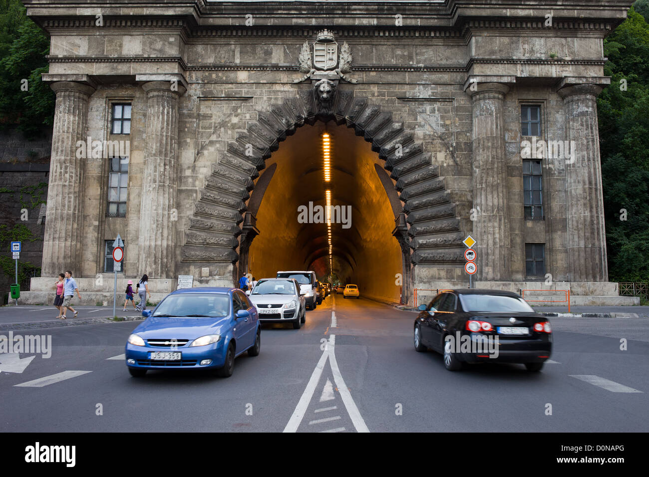 Buda Tunnel under the Castle Hill, opened in 1856, 350 meters long, located in the city of Budapest, Hungary. Stock Photo