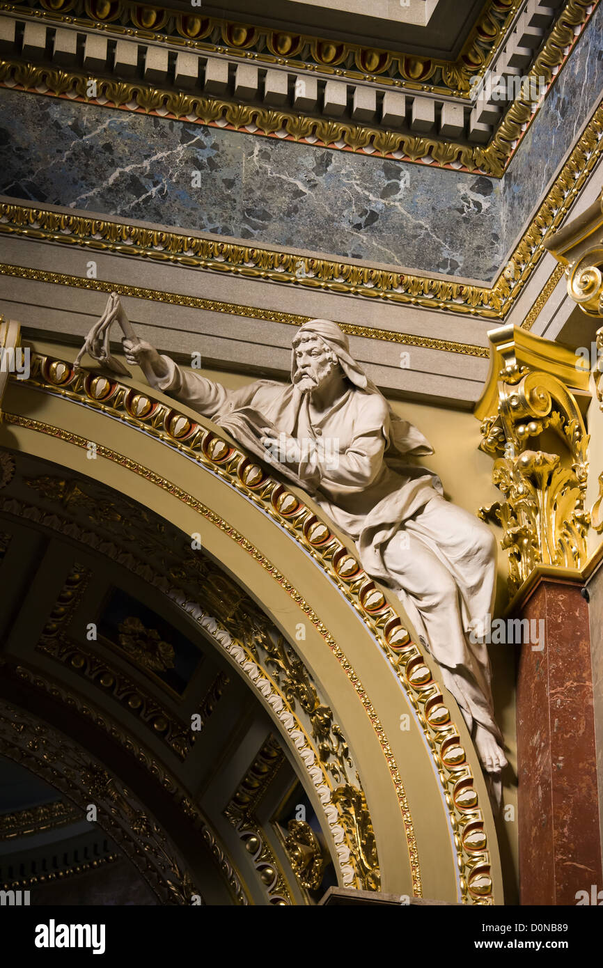 Sculpture on an arch inside the St Stephen Basilica in Budapest, Hungary. Stock Photo