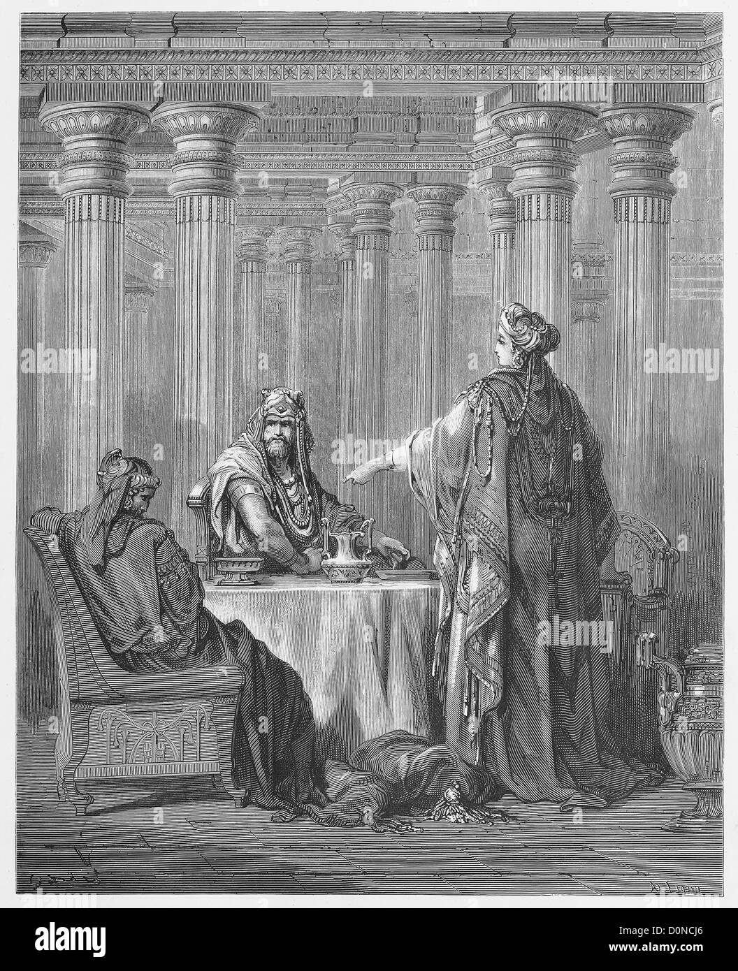 Queen Esther in the Kings Court defending her people Stock Photo