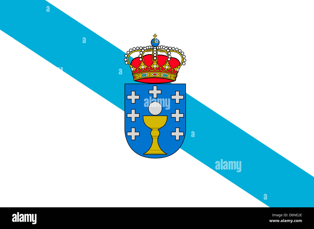 Galicia bandera de la región sobre fondo de tela de seda ondulado  Fotografía de stock - Alamy