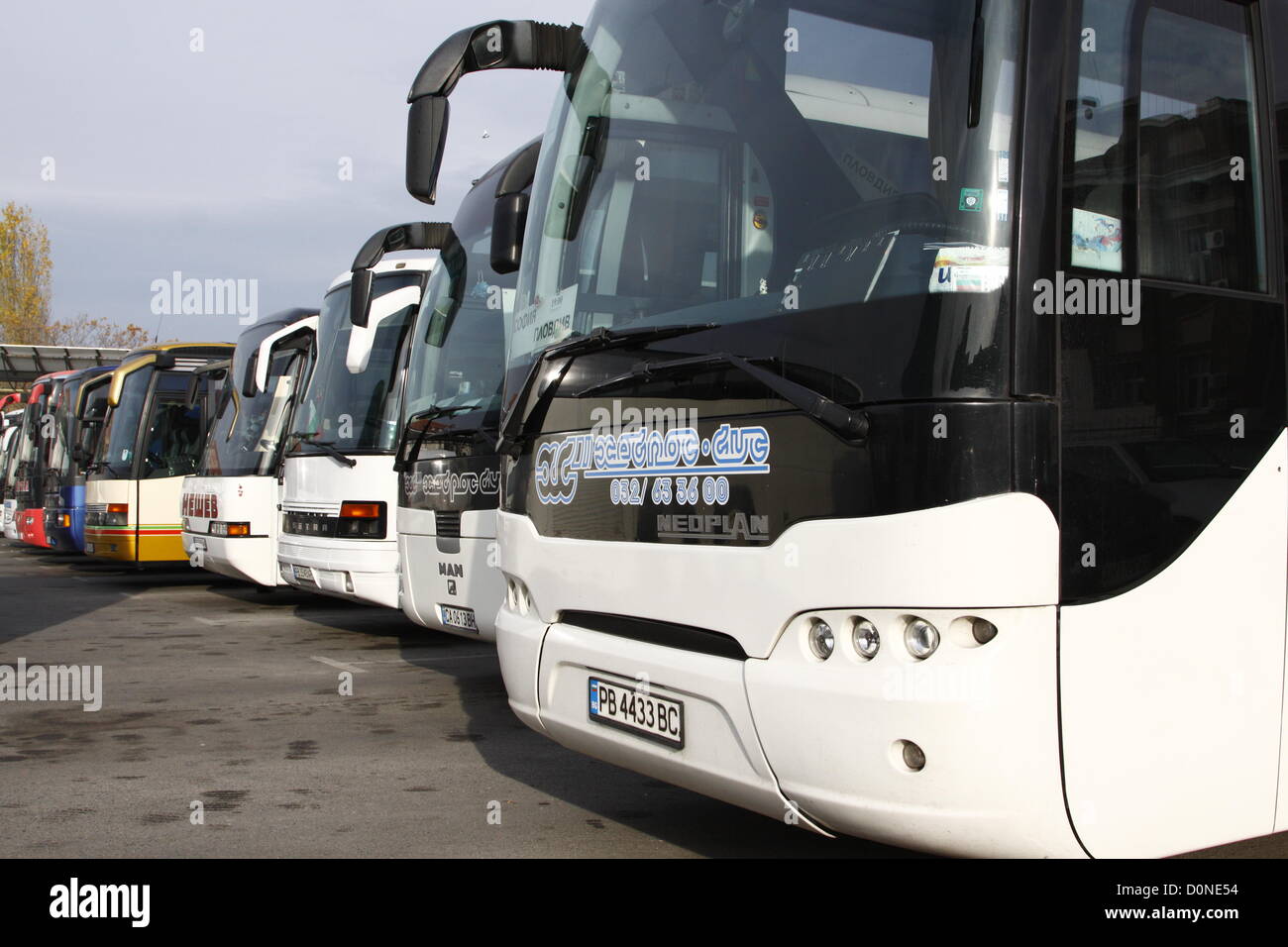 Sofia, Bulgaria; 27th November, 2012. Several dozen national and international bus companies offer scheduled bus trips faster and more convenient than the state railways. Destinations include Berlin, Vienna or Istanbul, the return fare for a trip from Sofia to Istanbul is only € 47. Credit:  Johann Brandstatter / Alamy Live News Stock Photo