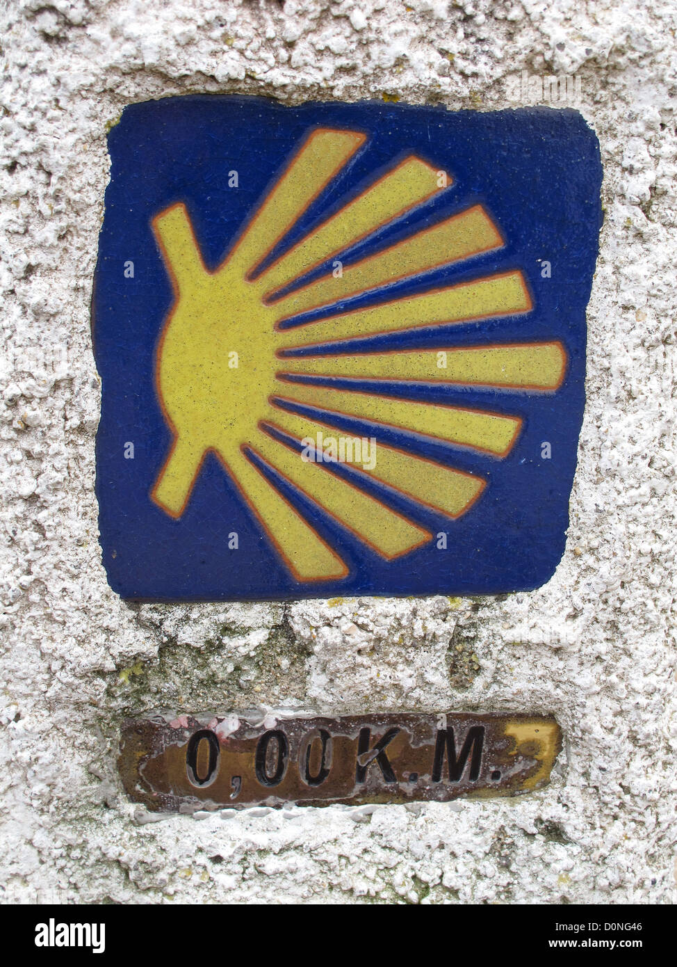Kilometer zero,Faro de Fisterra,Cabo de Fisterra,Way of St. James,Cape Finistere,La Coruna province,Galicia,Spain Stock Photo