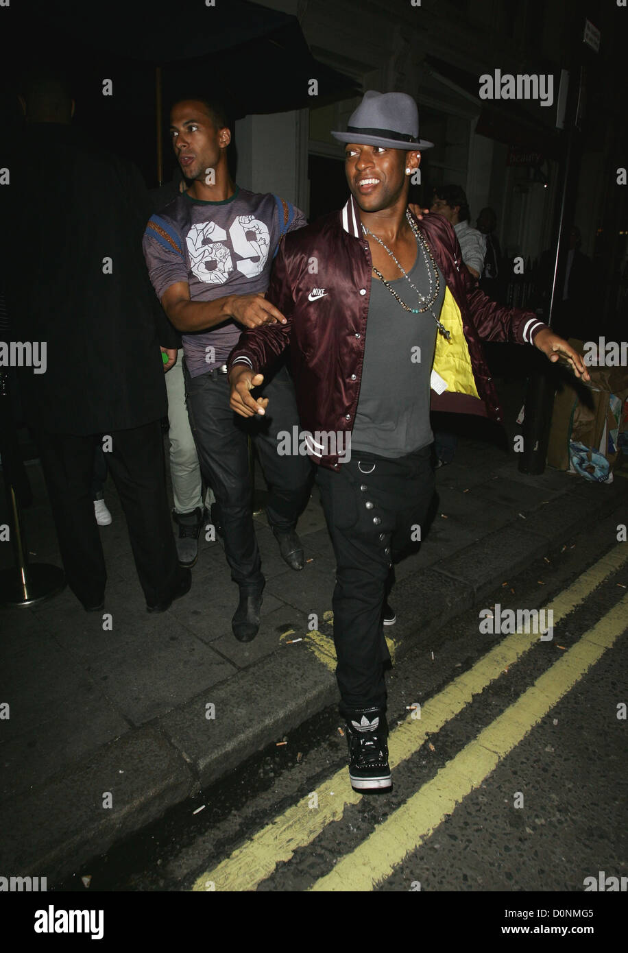 Marvin Humes and Oriste Williams JLS enjoy a night at Movida and Luxx Night Clubs London, England - 29.08.10 Stock Photo