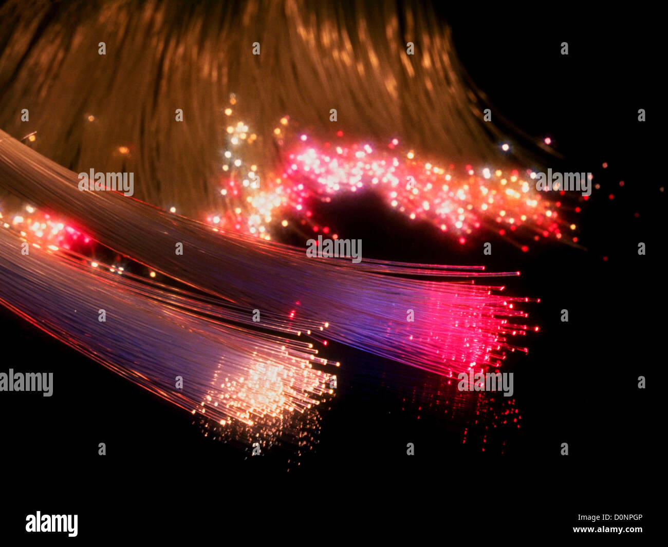 Fiber Optic Strands Glow with Light Stock Photo Alamy