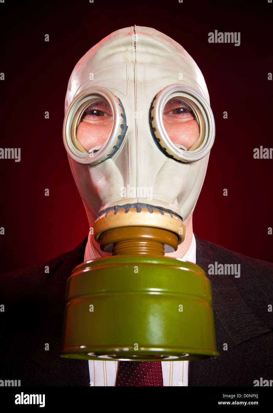 person in a gas mask Stock Photo Alamy