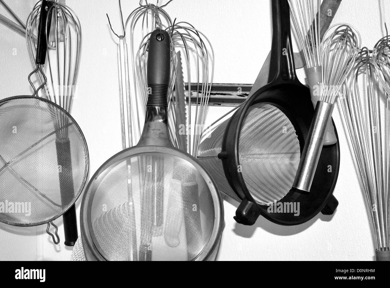 Hotel kitchen utensils Black and White Stock Photos & Images Alamy