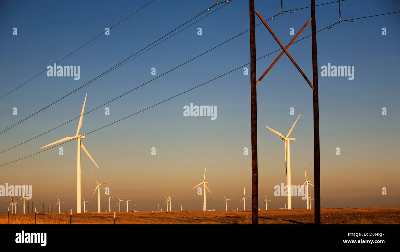 Wind Turbine and Transmission Lines Stock Photo Alamy