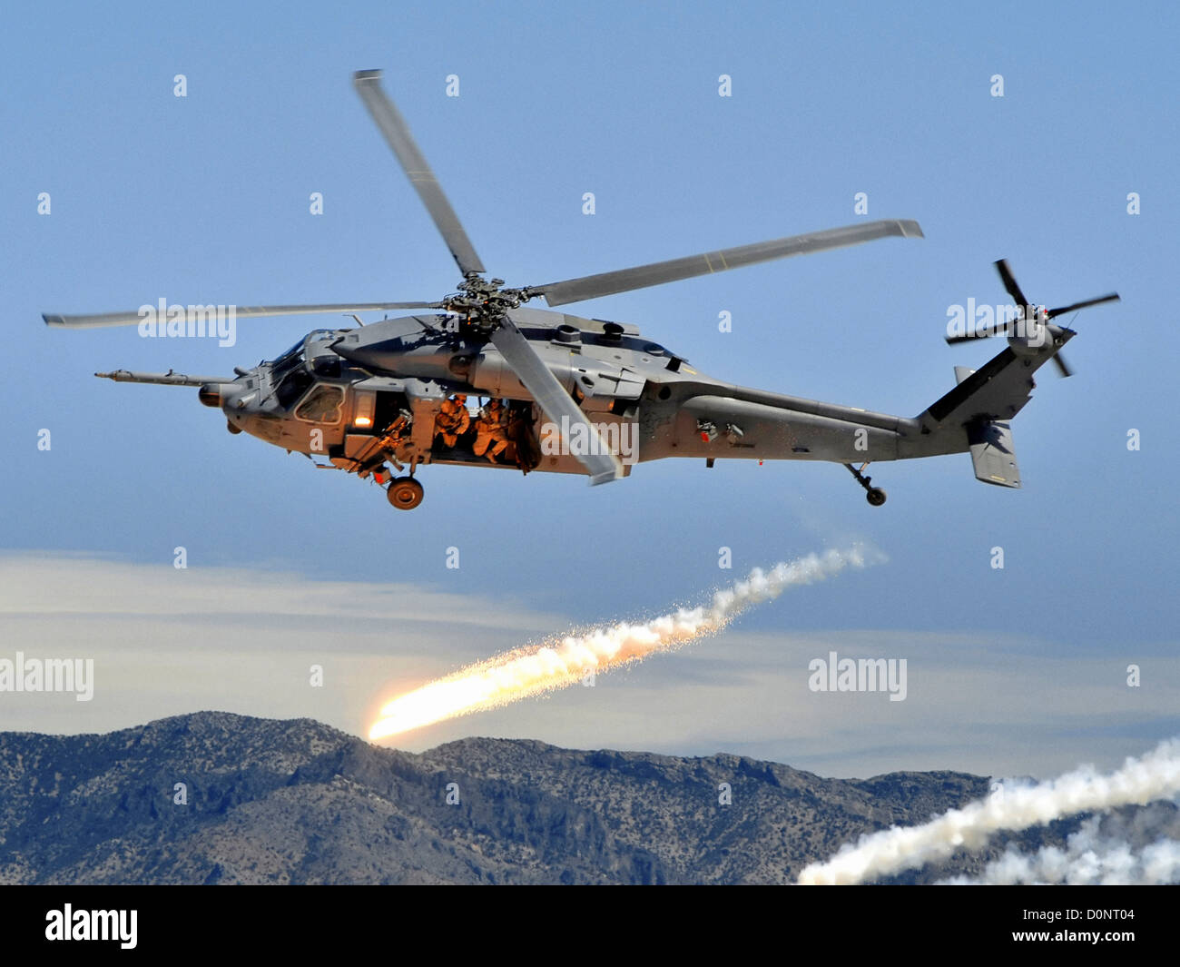 HH-60 Pave Hawk Performing Evasive Maneuvers Stock Photo