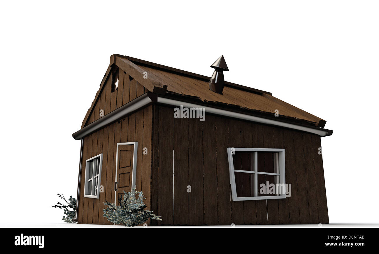 wooden cottage isolated on white background Stock Photo - Alamy