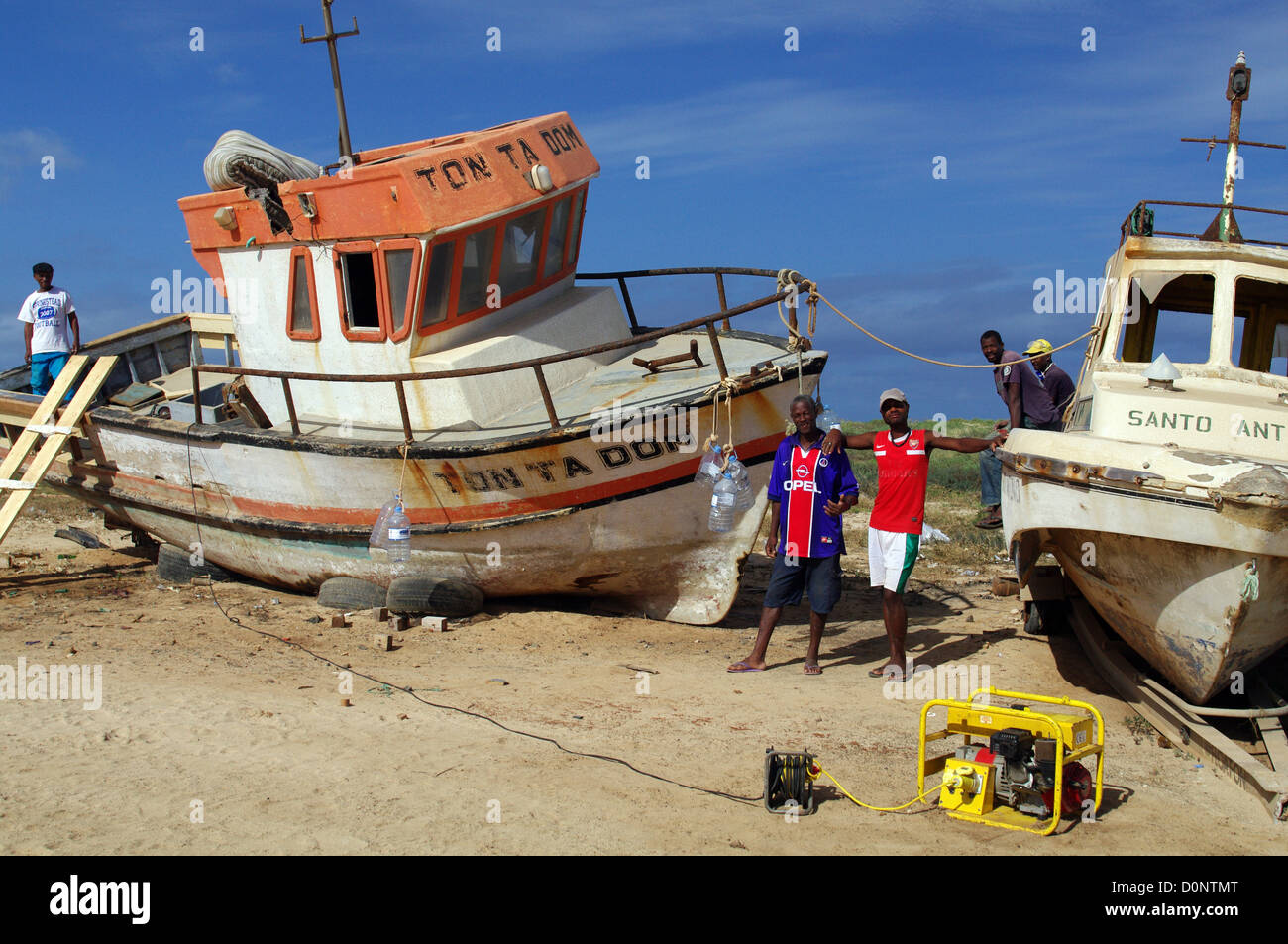 Local fishermen in Sal Rei - Boa Vista Island, Cape Verde Stock Photo