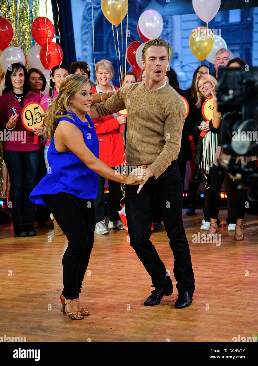 Shawn Johnson, Derek Hough at talk show appearance for Dancing With The