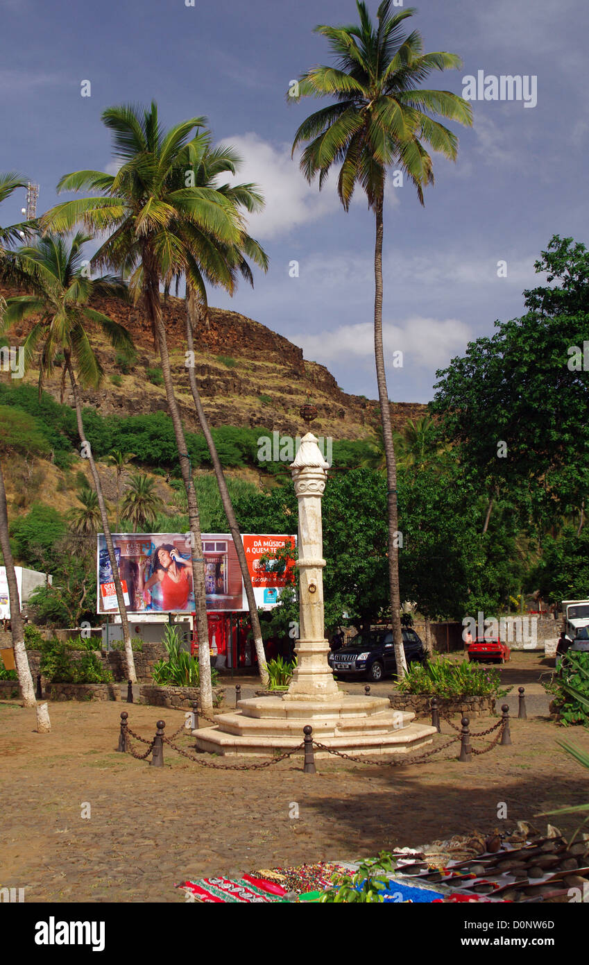 Pillory located in the main square of Cidade Velha, the oldest settlement in Cape Verde Stock Photo