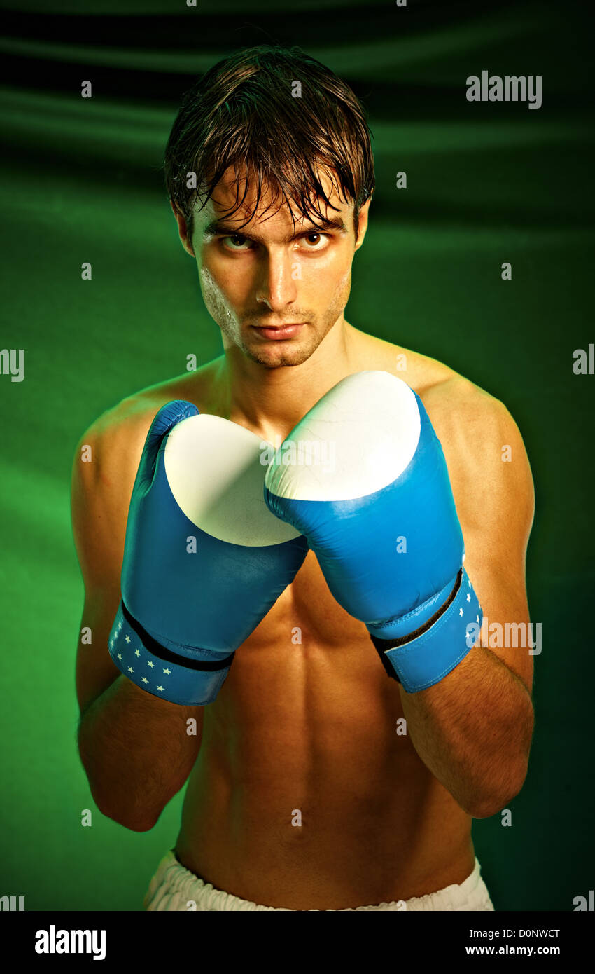 Boxing. Man in boxing gloves Stock Photo