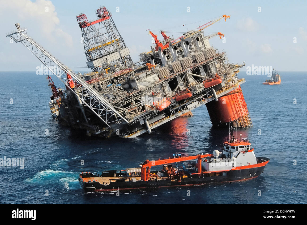 Oil Rig Damaged by Hurricane Dennis Stock Photo
