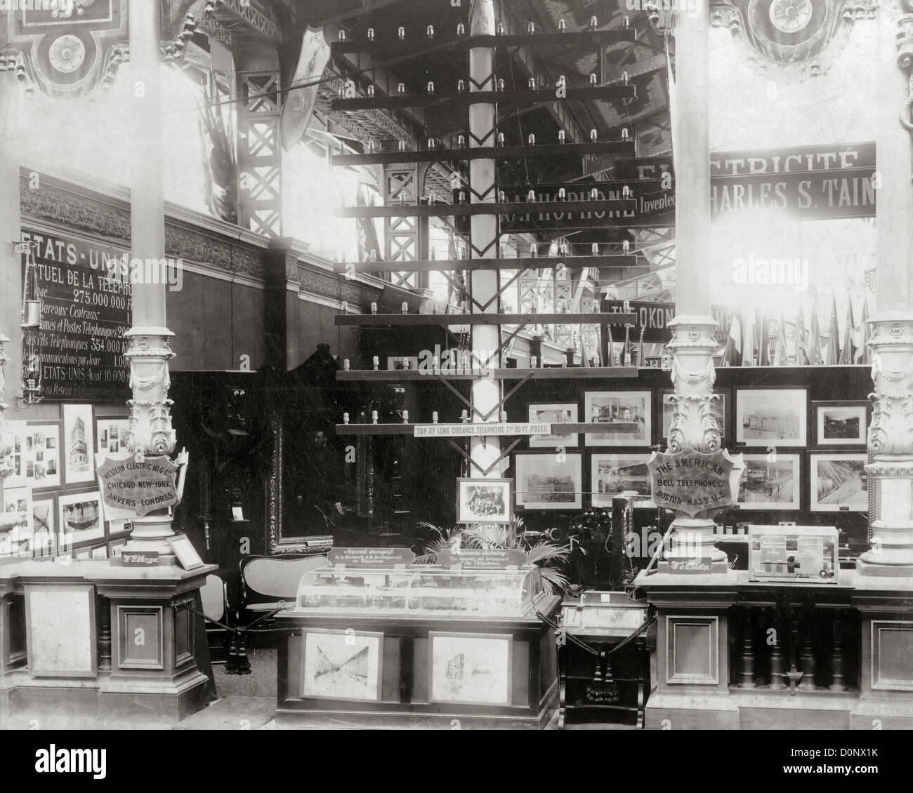 Bell Telephone Exhibit at Paris Exposition of 1889 Stock Photo