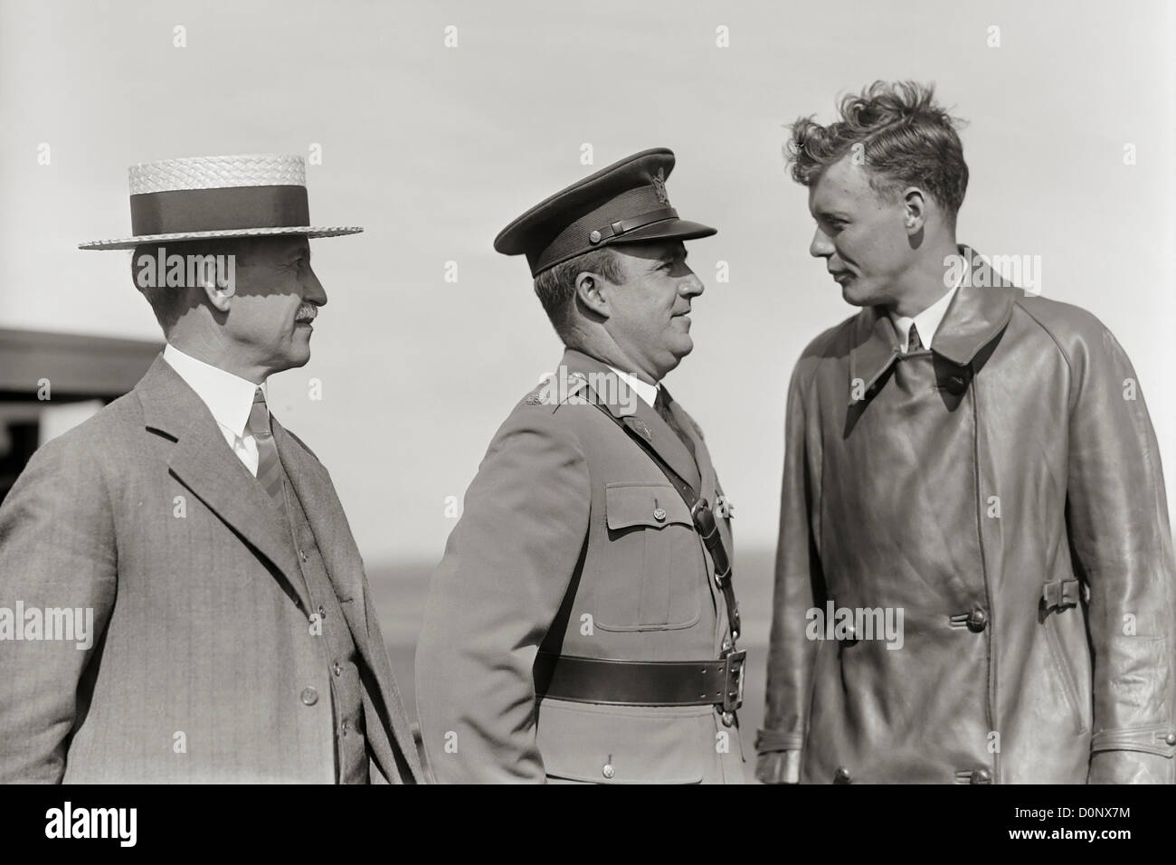 Orville Wright Meets Aviator Charles Lindbergh Stock Photo
