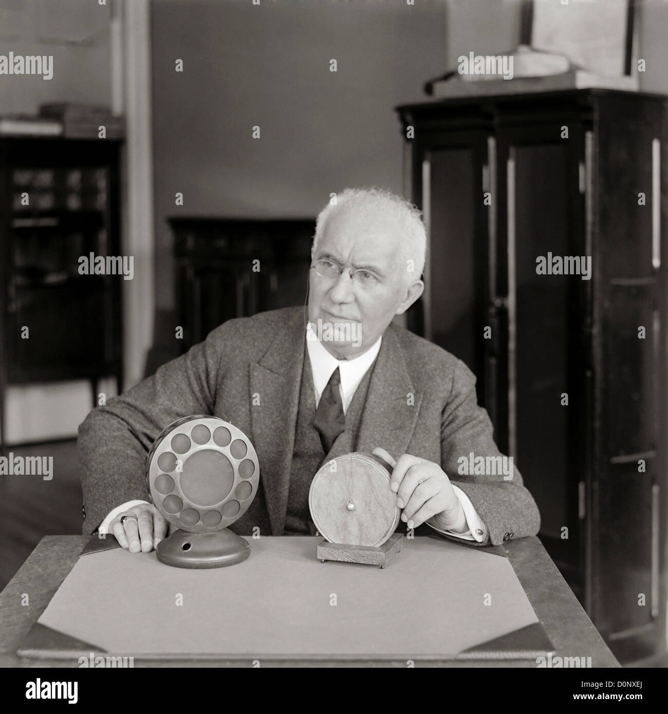 Emile Berliner with Microphones Stock Photo